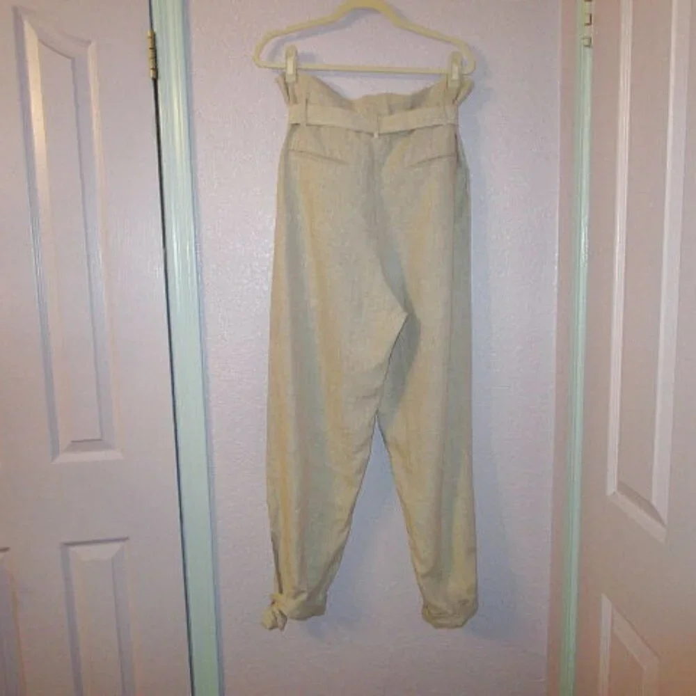 Reformation The Avalon Linen Trousers Size 14 Pleated Pockets High Rise Pants